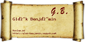 Glük Benjámin névjegykártya